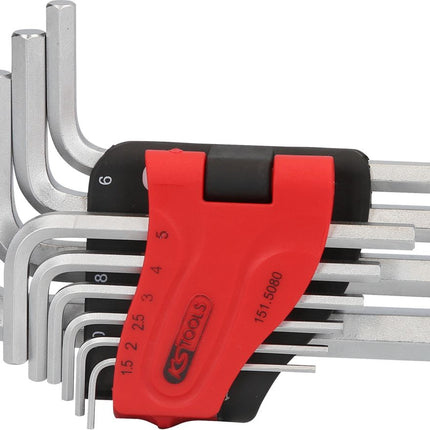 KS TOOLS Serie di chiavi maschio esagonali piegate in supporto a clip,10pz.1,5-10mm ( 151.5080 )