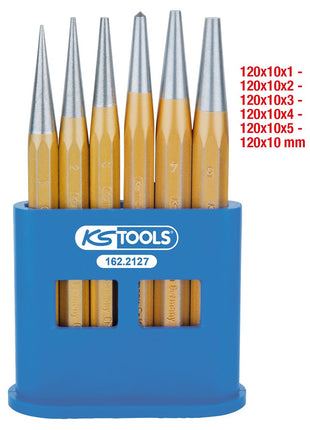 KS TOOLS Juego de punzones, 6 piezas en soporte de plástico (162.2127)