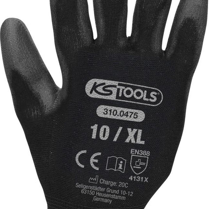 KS TOOLS Mikro-Feinstrickhandschuhe, schwarz, 10, 12 Paar ( 310.0475 ) - Toolbrothers