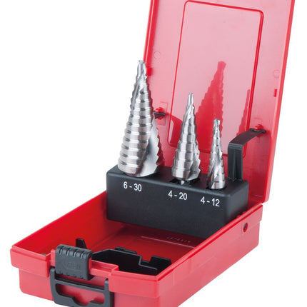 KS TOOLS HSS Stufenbohrer-Satz, Kunststoffkassette 3-tlg ( 330.2404 ) - Toolbrothers