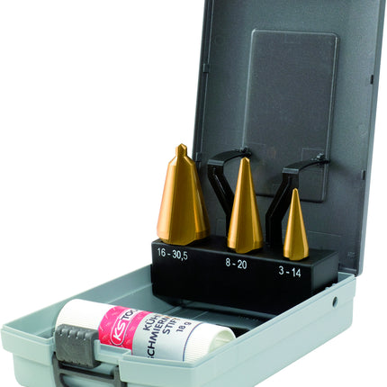 KS TOOLS HSS TiN Blechschälbohrer-Satz, Kunststoffkassette 4-tlg ( 336.0553 ) - Toolbrothers