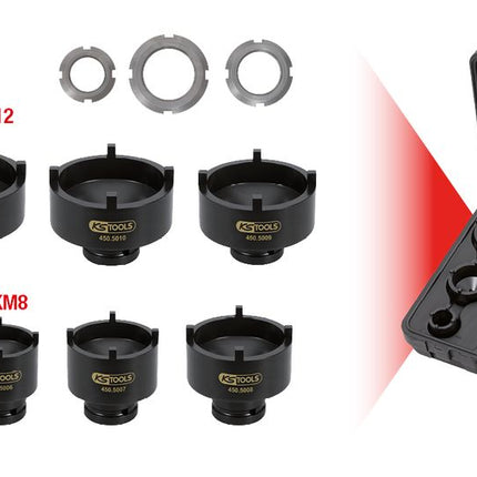 KS TOOLS Nutmuttern-Schlüssel-Satz, Zapfen aussen liegend, 9-tlg ( 450.5000 ) - Toolbrothers