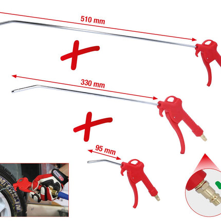 KS TOOLS Druckluft-Ausblaspistolen-Satz, 3-tlg, 95-510 mm ( 515.1921 ) - Toolbrothers