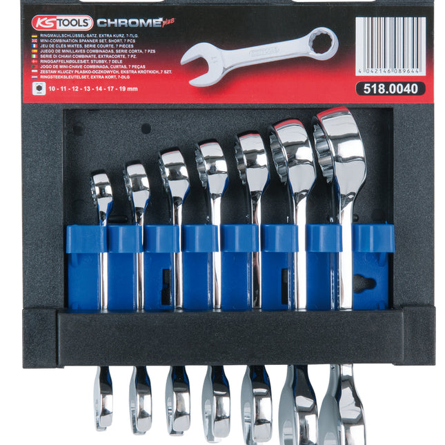 KS TOOLS CHROMEplus Ringmaulschlüssel-Satz, kurz, 7-tlg ( 518.0040 ) - Toolbrothers