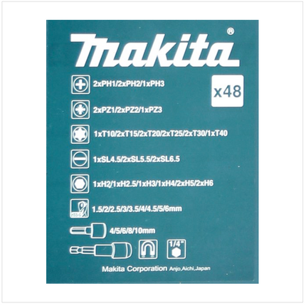 Makita B-28620 Bit und Bohrer Set - 48 teilig mit HSS-G Bohrern in Kunststoffbox - Toolbrothers