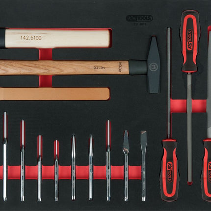 KS TOOLS Serie di lime, scalpelli e martelli, 18 pz, modulo 1/1 ( 711.1018 )