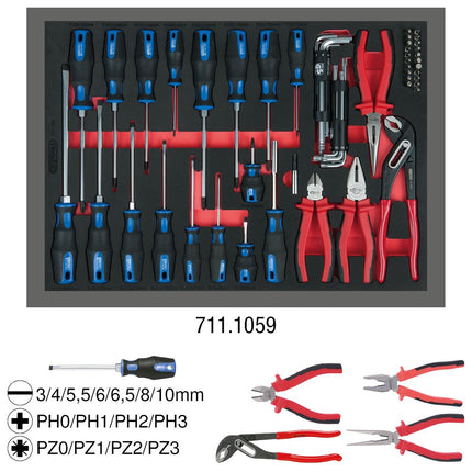 KS TOOLS Module de tournevis et de pinces, 59 pcs, modules système 1/1 ( 711.1059 )