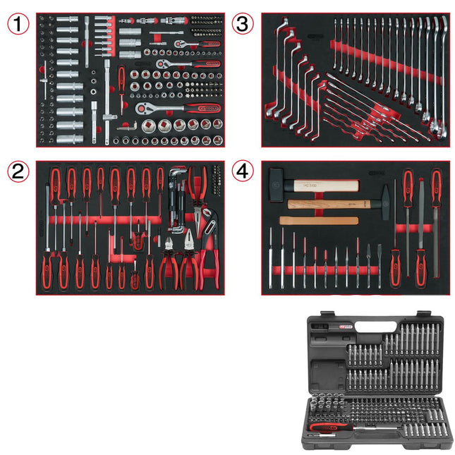 KS TOOLS Set di moduli universale per 4 cassetti con 515 utensili di alta qualità  ( 713.0515 )