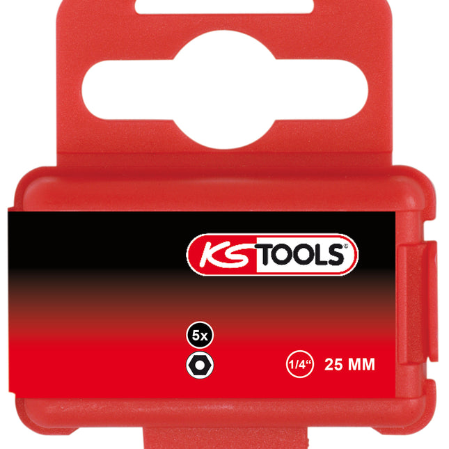 KS TOOLS 1/4" Bit Innensechskant, Bohrung, 25mm, 3/32'', 5er Pack ( 911.2956 ) - Toolbrothers