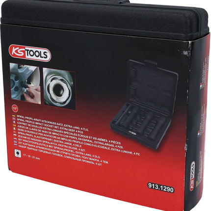 KS TOOLS 1/2" Spiral-Profil-Kraft-Stecknuss-Satz, XL, 4-tlg, 17-21mm ( 913.1290 ) - Toolbrothers