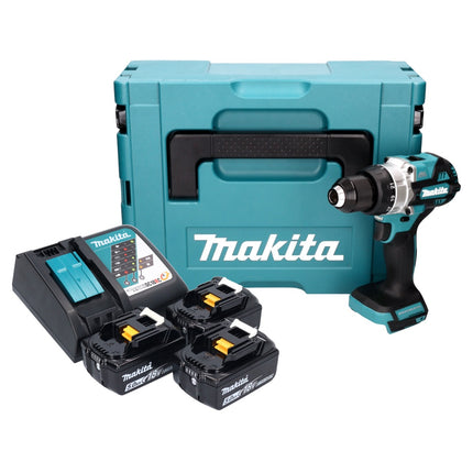 Taladro atornillador a batería Makita DDF 486 RT3J 18 V 130 Nm sin escobillas + 3x batería recargable 5,0 Ah + cargador + Makpac