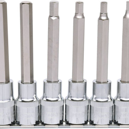 KS TOOLS 1/2" CHROMEplus Bit-Stecknuss-Satz Innensechskant, 6-tlg 5-12mm,lang ( 918.1336 ) - Toolbrothers