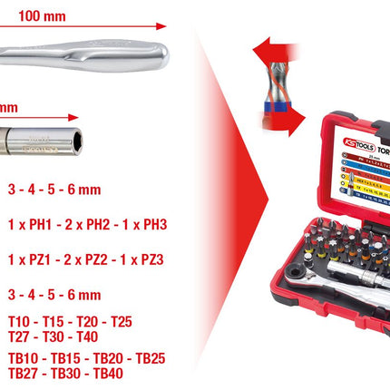 KS TOOLS 1/4" TORSIONpower Bit-Box, 32-tlg ( 918.3010 ) - Toolbrothers
