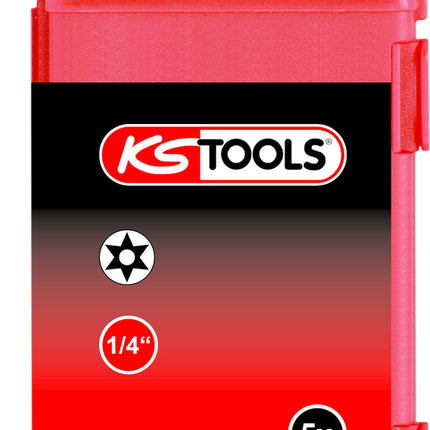 KS TOOLS 1/4" TORSIONpower Bit Torx, 75mm, TB27, mit Bohrung, 5er Pack ( 918.3671 ) - Toolbrothers