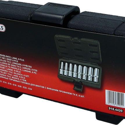 KS TOOLS 1/2" CHROMEplus Torx-E-Stecknuss-Satz, lang, 8-tlg ( 918.4420 ) - Toolbrothers
