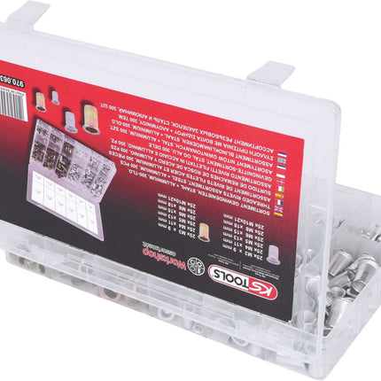 KS TOOLS Sortiment Gewindenieten, Stahl und Aluminium, M3x9mm-M10x21mm, 300-tlg ( 970.0630 ) - Toolbrothers