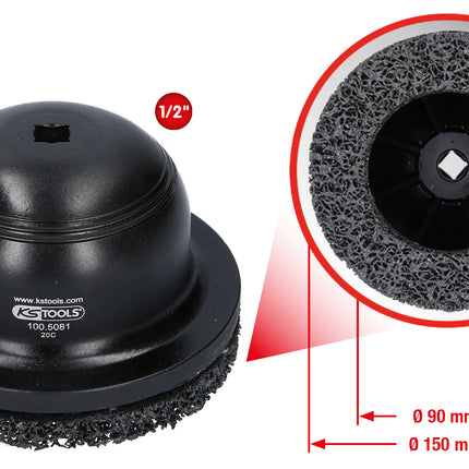 KS TOOLS Aluminium-Radnabenschleifer-Satz Ø 150 mm, Innen-Ø 90 mm, 2-tlg ( 100.5080 )