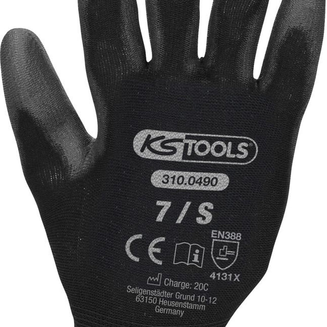 KS TOOLS Mikro-Feinstrickhandschuhe-schwarz, 7, 12 Paar ( 310.0490 ) - Toolbrothers
