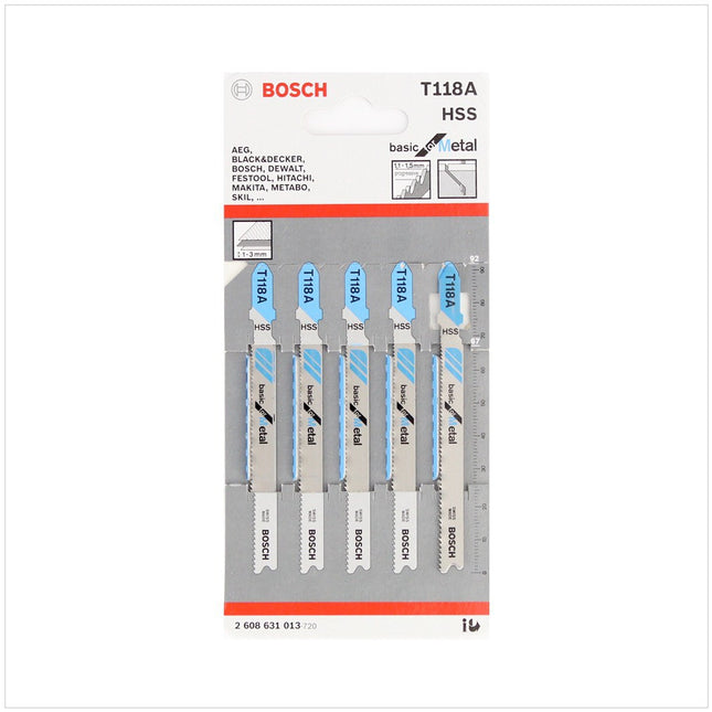 Bosch T 118 A Stichsägeblätter Basic for Metal 5 Stk. 92 mm ( 2608631013 ) - Toolbrothers