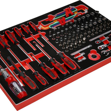 KS TOOLS Serie di chiavi a bussola e giraviti 1/4' nell'inserto in schiuma, 105 pz ( 811.0105 )