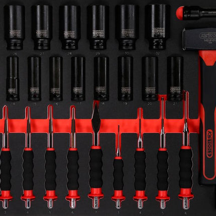 KS TOOLS Hammer- / Meißel- / und Kraft-Stecknuss-Satz in Schaumstoffeinlage, 40-tlg ( 813.0040 ) - Toolbrothers