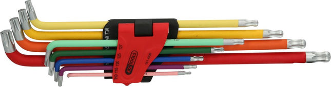 KS TOOLS Set chiavi maschio piegata ad esagono incassato Torx con testa a sfera, piegata di 108°, 9 pz ( 151.4530 )