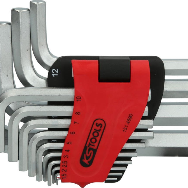 KS TOOLS Serie di chiavi maschio esagonali piegate in supporto a clip,14pz.1,5-19mm ( 151.4590 )