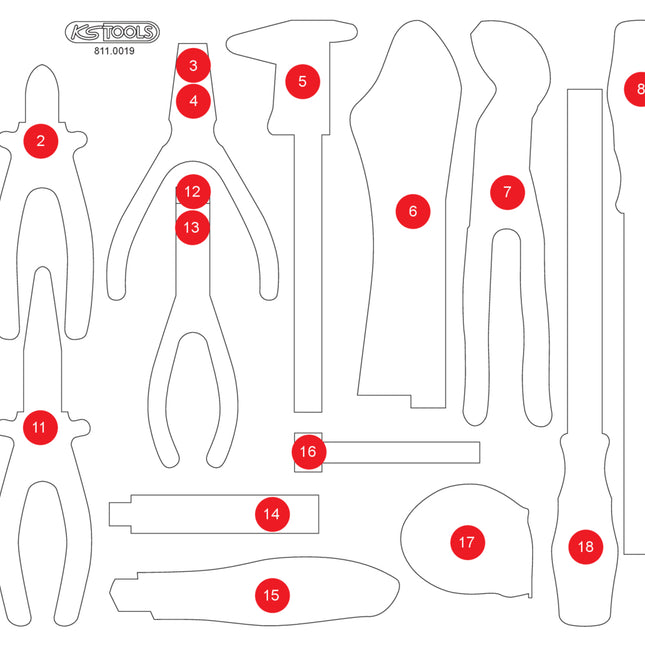 KS TOOLS Inserto in schiuma vuoto per 811.0019 ( 811.0019-97 )