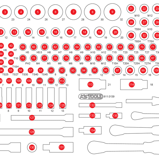 KS TOOLS Leere Schaumstoffeinlage zu 811.0139 ( 811.0139-97 )