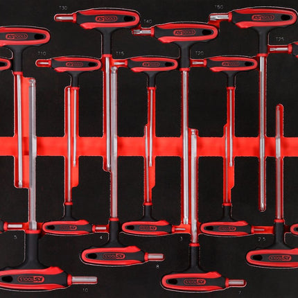 KS TOOLS Jeu de clés mâles coudées à poignée en T dans insert en mousse, 18 pcs ( 811.1018 )