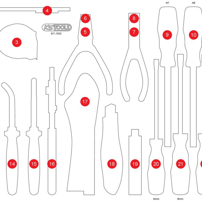 KS TOOLS Leere Schaumstoffeinlage zu 811.1032 ( 811.1032-97 )