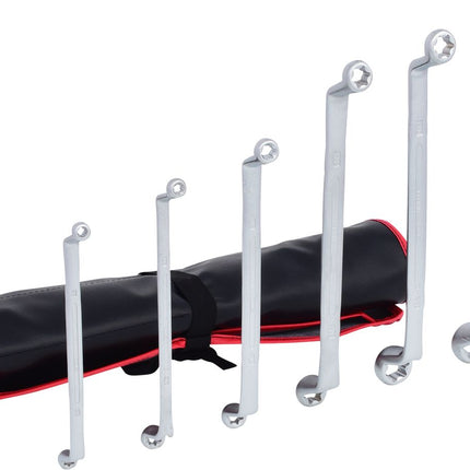 KS TOOLS Juego de llaves de estrella dobles para perfil Torx-E, acodadas, 6 pzs ( 911.0360 )