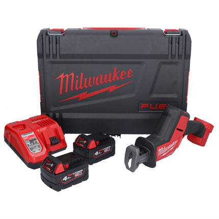 Sierra de sable a batería Milwaukee M18 FHZ-402X 18 V 22 mm sin escobillas + 2x baterías 4,0 Ah + cargador + caja HD