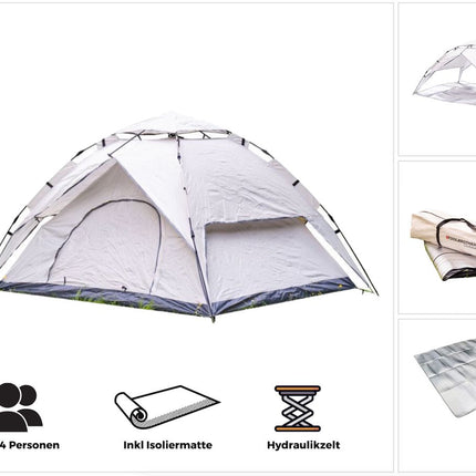 Toolbrothers Tenda da campeggio all'aperto per 2-4 persone Tenda a cupola idraulica Tenda pop-up Impermeabile, 2000 mm di colonna d'acqua + materasso isolante