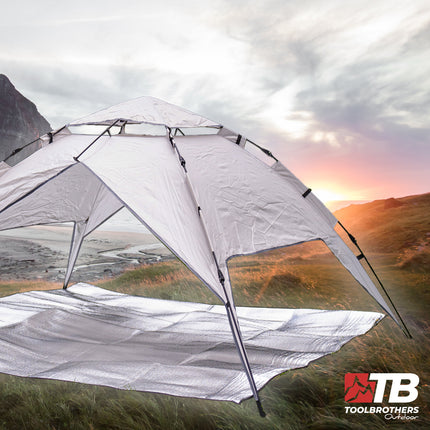 Toolbrothers Tenda da campeggio all'aperto per 2-4 persone Tenda a cupola idraulica Tenda pop-up Impermeabile, 2000 mm di colonna d'acqua + materasso isolante