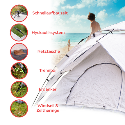 Toolbrothers outdoor camping set tent for 2-4 persons hydraulic tent with insulating mat & camping equipment 14 pcs