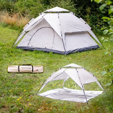 Toolbrothers outdoor camping set tent for 2-4 persons hydraulic tent with insulating mat & camping equipment 14 pcs