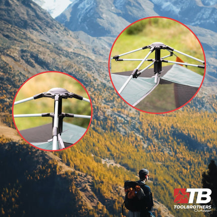 Toolbrothers outdoor camping set tent for 2-4 persons hydraulic tent with insulating mat & camping equipment 14 pcs