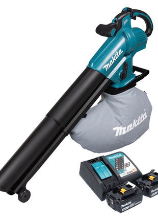 Soplador y aspirador de hojas a batería Makita DUB 187 RF2 18 V sin escobillas + 2x baterías 3,0 Ah + cargador