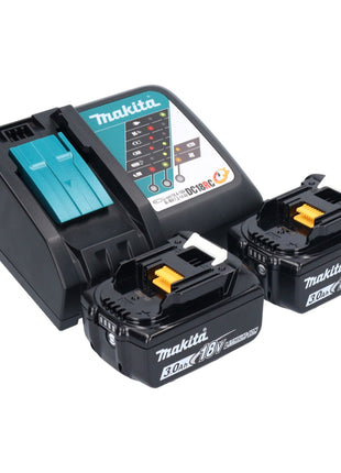 Makita DUB 187 RF2 Soffiatore e aspiratore di foglie senza spazzole da 18 V a batteria + 2x batteria da 3,0 Ah + caricabatterie