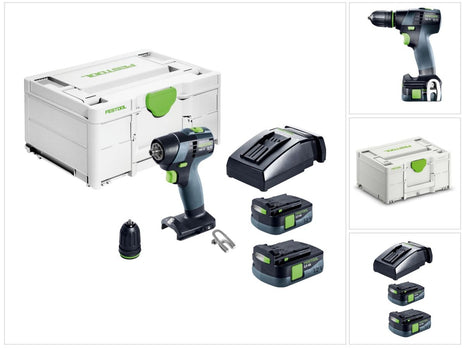 Festool TXS 12 2.5-Plus akumulatorowa wiertarko-wkrętarka 12 V 30 Nm bezszczotkowa ( 576873 ) + 2x akumulator 2,5 Ah + ładowarka + systainer