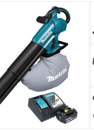 Makita DUB 187 RG Souffleur et aspirateur de feuilles sans fil 18 V Brushless + 1x batterie 6,0 Ah + chargeur