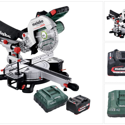 Metabo KGS 18 LTX BL 216 Scie a onglet radiale sans fil 18 V 216 mm Brushless ( 614216920 ) + 1x batterie 4,0 Ah + kit chargeur