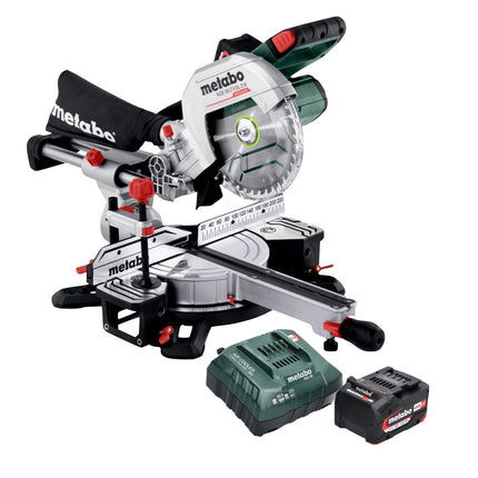 Metabo KGS 18 LTX BL 216 Scie a onglet radiale sans fil 18 V 216 mm Brushless ( 614216920 ) + 1x batterie 4,0 Ah + kit chargeur