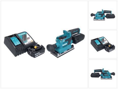 Makita DBO 382 RT1 cordless orbital sander 18 V 93 x 185 mm brushless + 1x rechargeable battery 5.0 Ah + charger