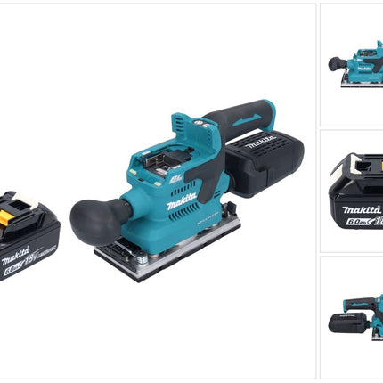 Makita DBO 382 G1 Akku Schwingschleifer 18 V 93 x 185 mm Brushless + 1x Akku 6,0 Ah - ohne Ladegerät