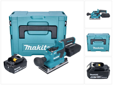 Makita DBO 382 M1J Cordless orbital sander 18 V 93 x 185 mm brushless + 1x rechargeable battery 4.0 Ah + Makpac - without charger