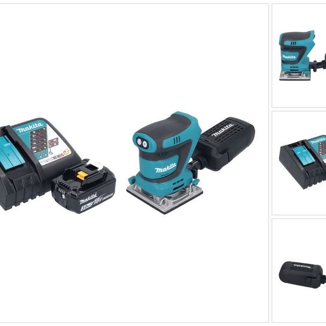 Levigatrice vibrante a batteria Makita DBO 484 RF1 18 V 112 x 102 mm + 1x batteria 3,0 Ah + caricabatterie