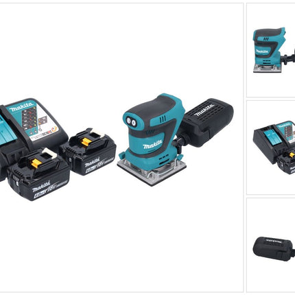 Makita DBO 484 RG cordless orbital sander 18 V 112 x 102 mm + 2x rechargeable battery 6.0 Ah + charger