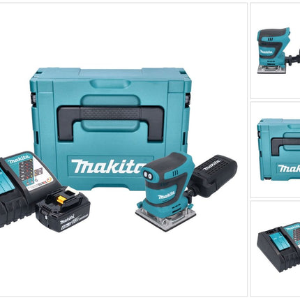 Makita DBO 484 RG1J cordless orbital sander 18 V 112 x 102 mm + 1x rechargeable battery 6.0 Ah + charger + Makpac